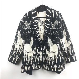 Vintage Flashback Horse Print Cardigan Sweater
